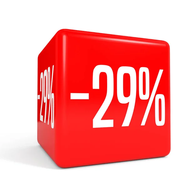 Ventinove per cento di sconto. Sconto 29%. Cubo rosso . — Foto Stock