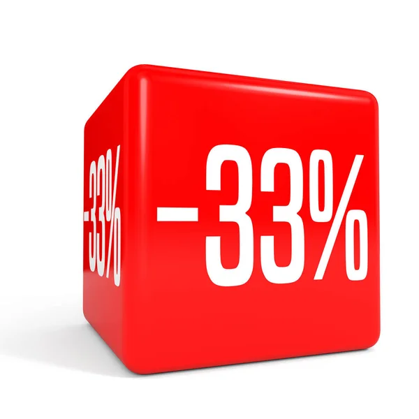 Trentatré percento di sconto. Sconto 33%. Cubo rosso . — Foto Stock