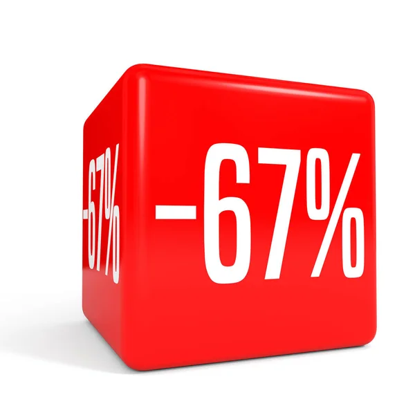 Sześćdziesięciu siedmiu procent off. 67% zniżki. Kostka czerwona. — Zdjęcie stockowe