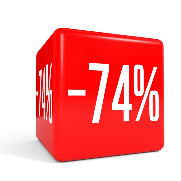 74% Rabatt. Ermäßigung 74%. roter Würfel. — Stockfoto