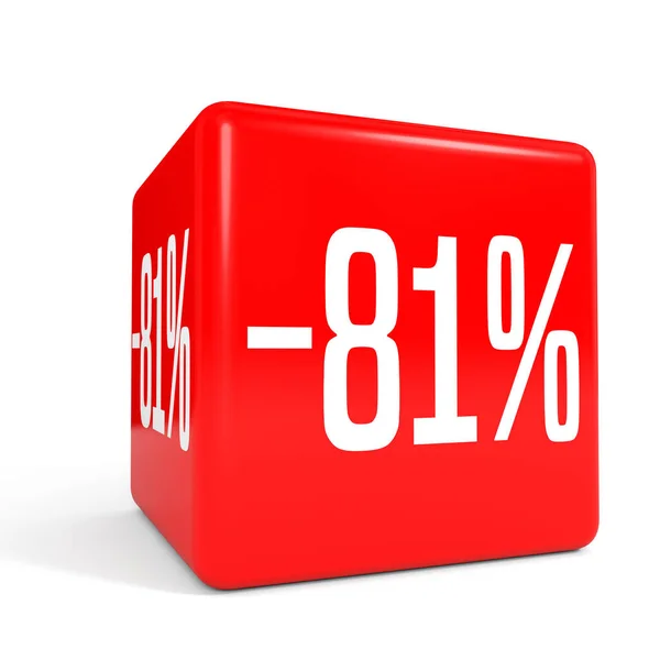 80 の 1%。81% を割引します。赤キューブ. — ストック写真