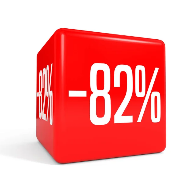 80 2% の割引。82% を割引します。赤キューブ. — ストック写真