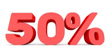 Fifty percent off. Discount 50 %.