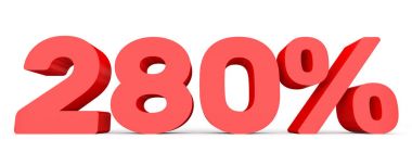 Yüzde iki yüz seksen. %280. 3D çizim.