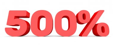 Yüzde beş yüz. %500. 3D çizim.