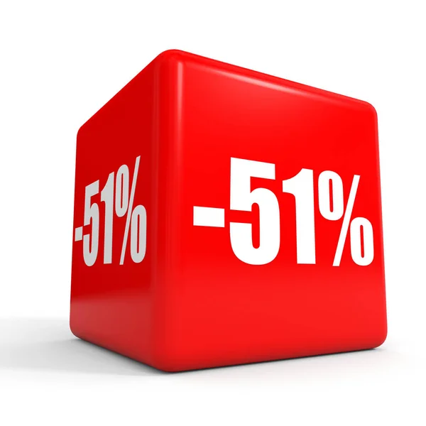 Il 51 percento in meno. Sconto 51%. Cubo rosso . — Foto Stock