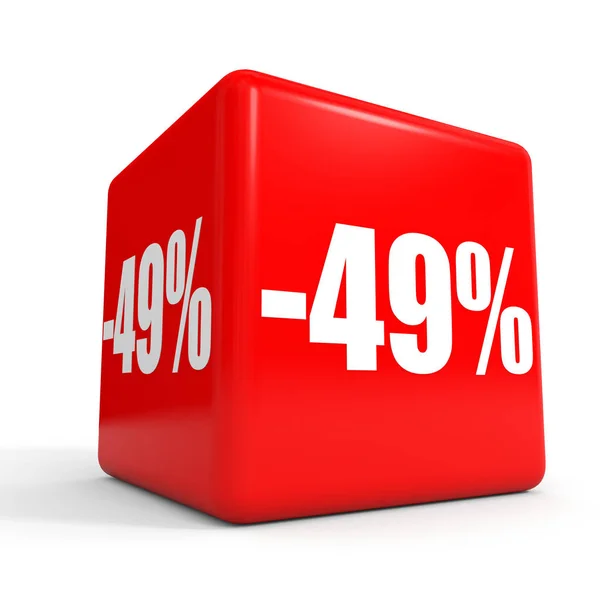 Quarantanove per cento di sconto. Sconto 49%. Cubo rosso . — Foto Stock