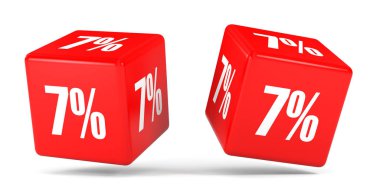 Yedi yüzde. %7 indirim. Kırmızı küpler.