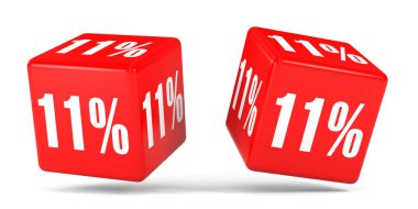 Kapalı yüzde 11. %11 indirim. Kırmızı küpler.