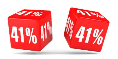 Kırk bir yüzde. %41 indirim. Kırmızı küpler.