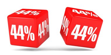 Kırk dört yüzde. %44 indirim. Kırmızı küpler.