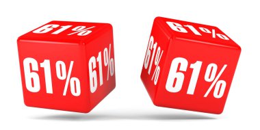 Kapalı yüzde altmış bir. %61 indirim. Kırmızı küpler.