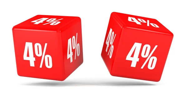 Four percent off. Discount 4 %. Red cubes. — Stock Photo, Image
