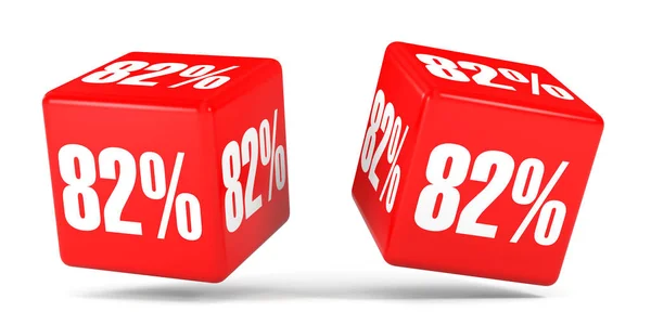 Két nyolcvan százalék kedvezményt. 82 %-os kedvezménnyel. Piros kocka. — Stock Fotó