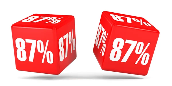 Eighty seven percent off. Discount 87 %. Red cubes. — Stock Photo, Image