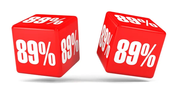 Eighty kilenc százalék kedvezményt. 89 %-os kedvezménnyel. Piros kocka. — Stock Fotó