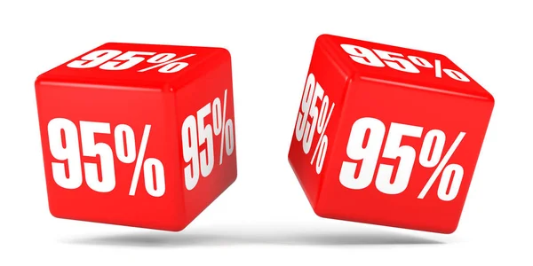 Kilencven öt százalék kedvezményt. 95 %-os kedvezménnyel. Piros kocka. — Stock Fotó