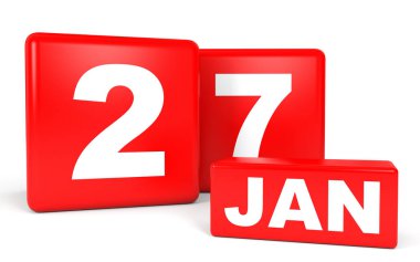 27 Ocak. Beyaz arka plan üzerinde takvim.