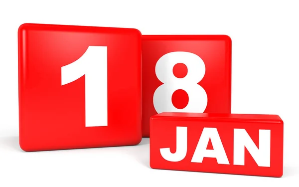 18 січня. Календар на білому тлі . — стокове фото