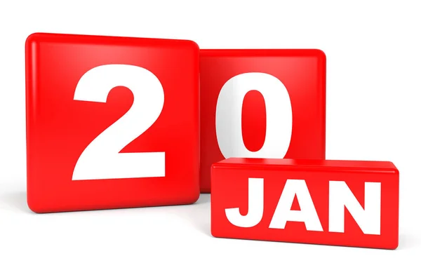 20. Januar Kalender auf weißem Hintergrund. — Stockfoto