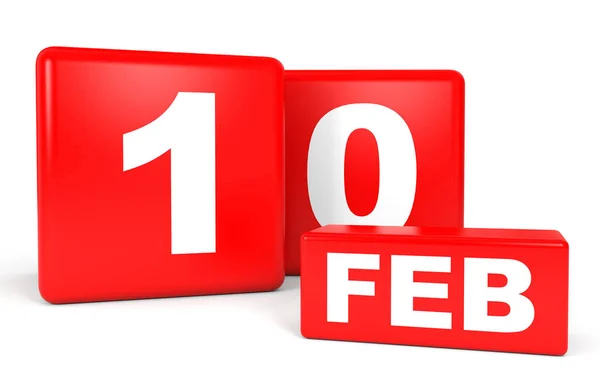 Le 10 février. Calendrier sur fond blanc . — Photo