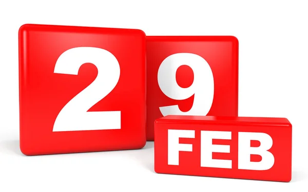 29 febbraio. Calendario su sfondo bianco . — Foto Stock