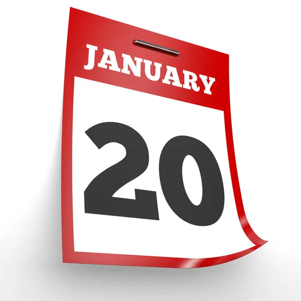 20 januari. Kalender op witte achtergrond. — Stockfoto