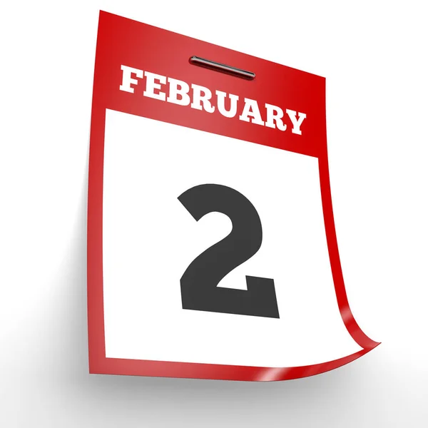 February 2. Calendar on white background. — Stock Photo, Image