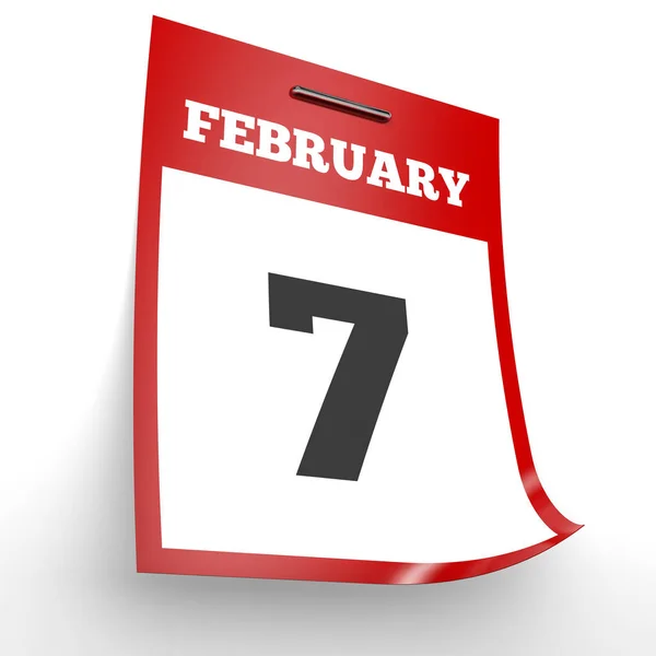 7 de febrero. Calendario sobre fondo blanco . — Foto de Stock