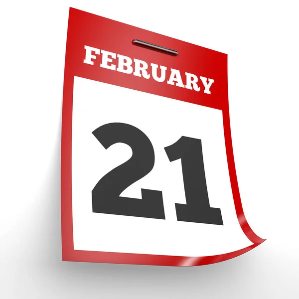 21 febbraio. Calendario su sfondo bianco . — Foto Stock