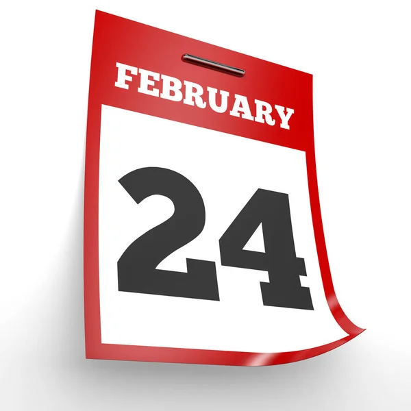 24 de Fevereiro. Calendário sobre fundo branco . — Fotografia de Stock