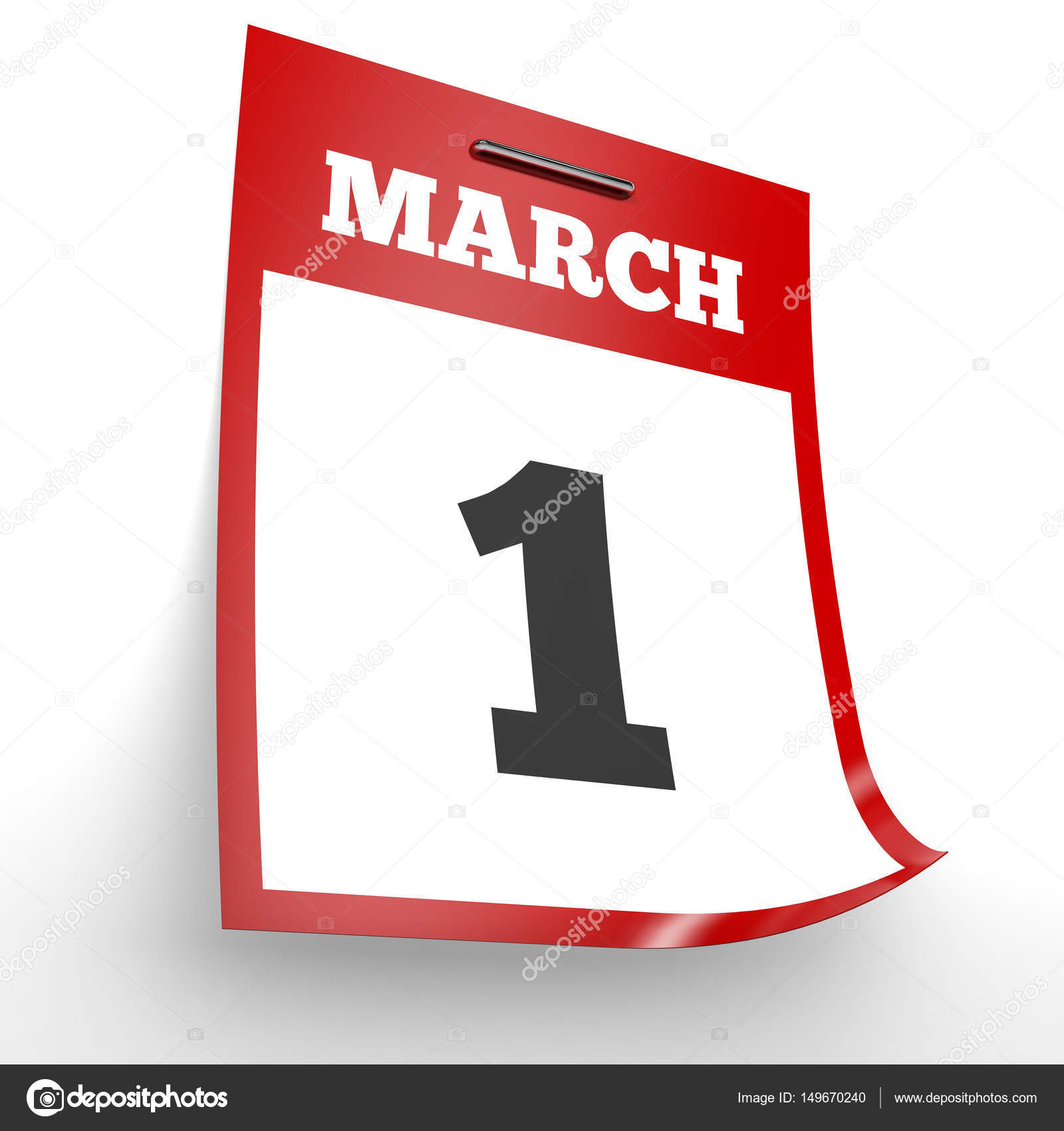 Den 1 mars. Kalender på vit bakgrund. — stockfoto © iCreative3D #149670240
