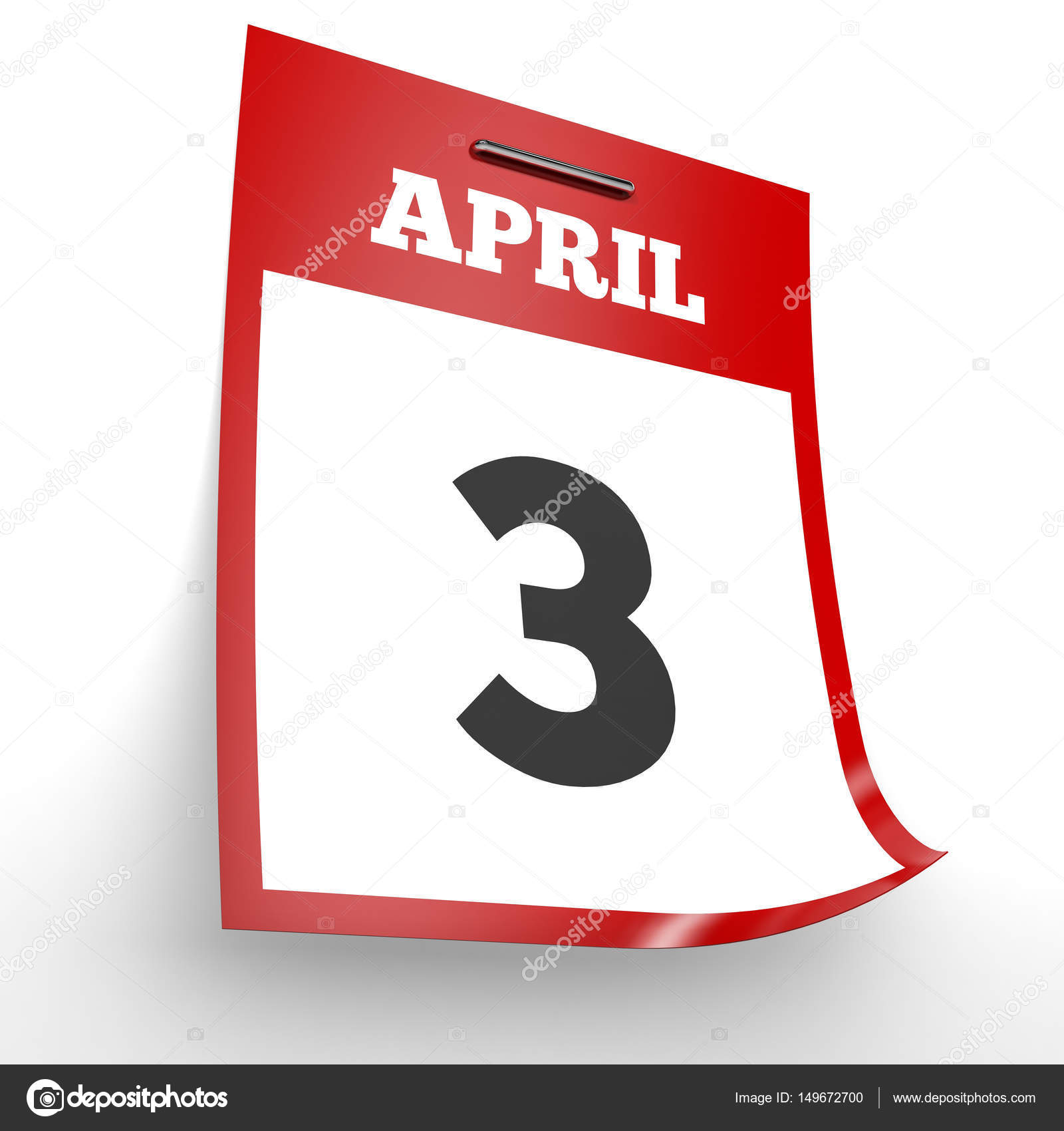 4 月3 日 白色背景上的日历 图库照片 C Icreative3d 4 月3 日 白色背景上的日历 图库照片 C Icreative3d