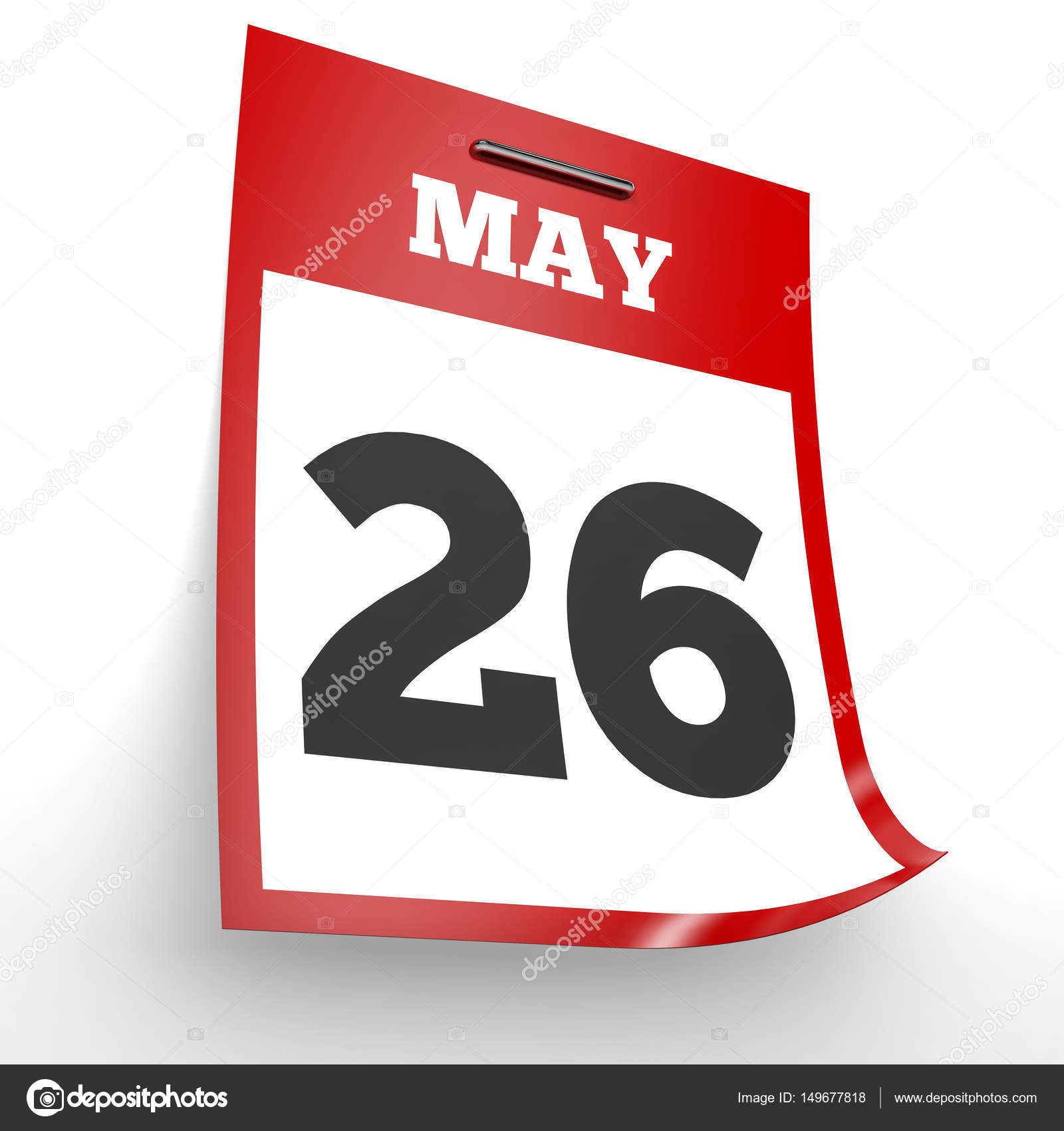Le 26 mai. Calendrier sur fond blanc . — Photo de stock par ©iCreative3D - 149677818
