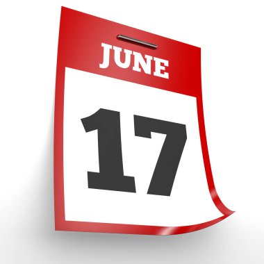 Haziran 17. Beyaz arka plan üzerinde takvim.