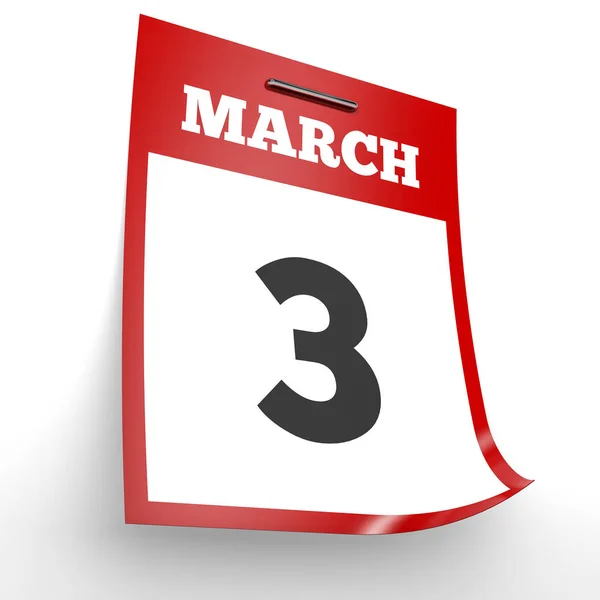 March 3. Calendar on white background. — Stock Photo, Image