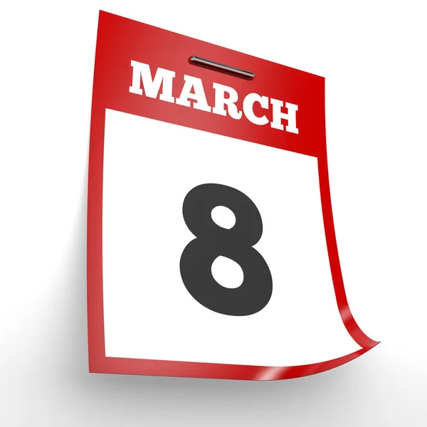 March 8. Calendar on white background. — Stock Photo, Image