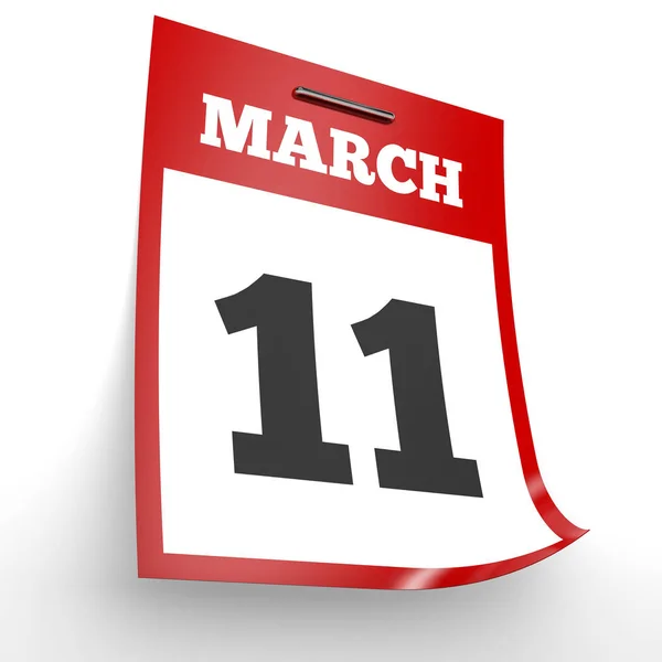 11 marzo. Calendario su sfondo bianco . — Foto Stock