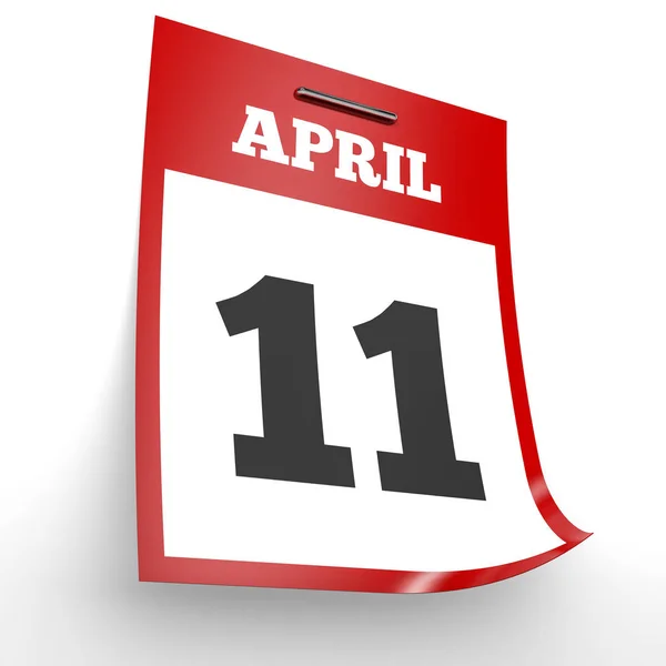 11 aprile. Calendario su sfondo bianco . — Foto Stock