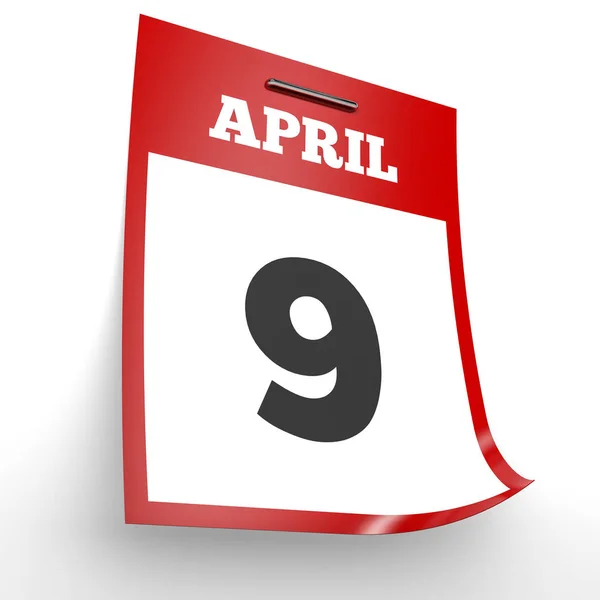 9 april. Kalender op witte achtergrond. — Stockfoto