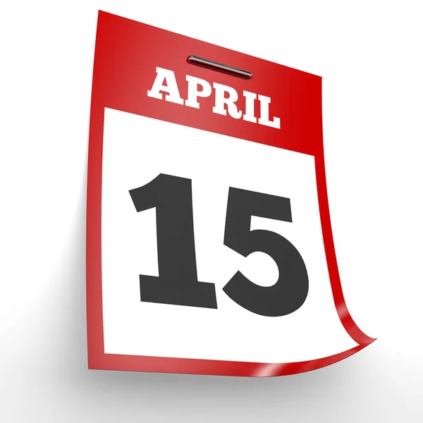 15. April Kalender auf weißem Hintergrund. — Stockfoto