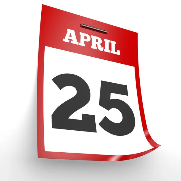 April 25. Calendar on white background. — Stock Photo, Image