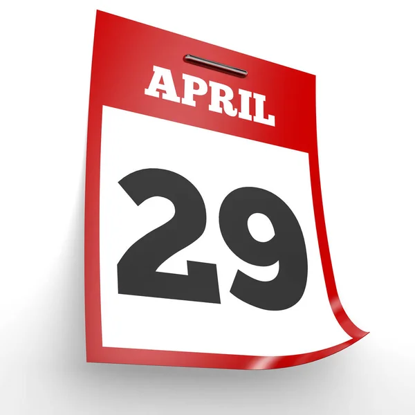 29 kwietnia. Kalendarz na białym tle. — Zdjęcie stockowe
