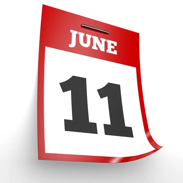 11 de junio. Calendario sobre fondo blanco . — Foto de Stock