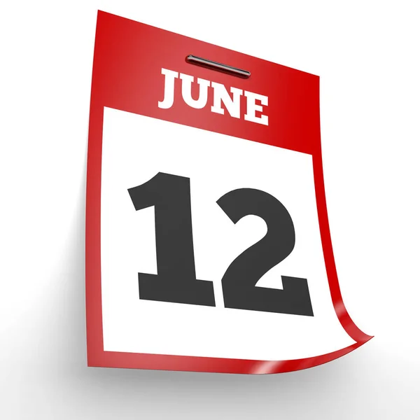 12 czerwca. Kalendarz na białym tle. — Zdjęcie stockowe