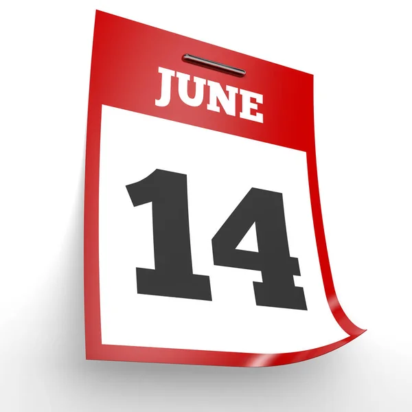 14 de junio. Calendario sobre fondo blanco . — Foto de Stock