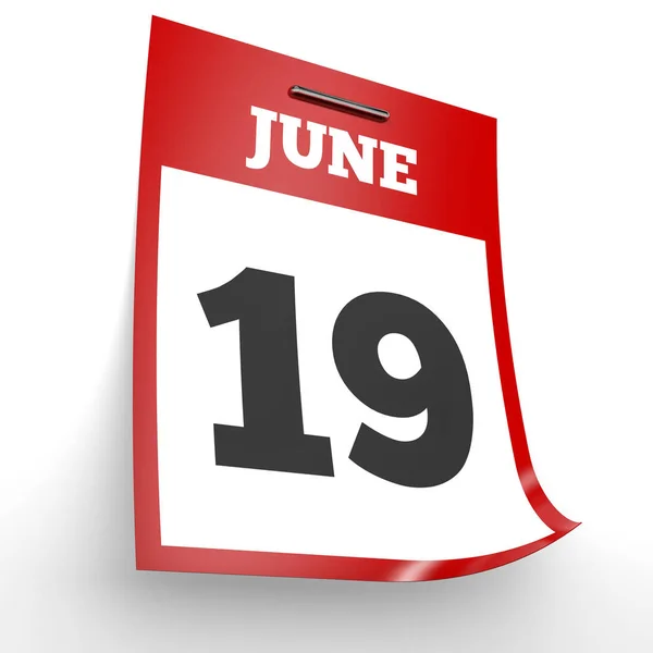 19 de junio. Calendario sobre fondo blanco . — Foto de Stock