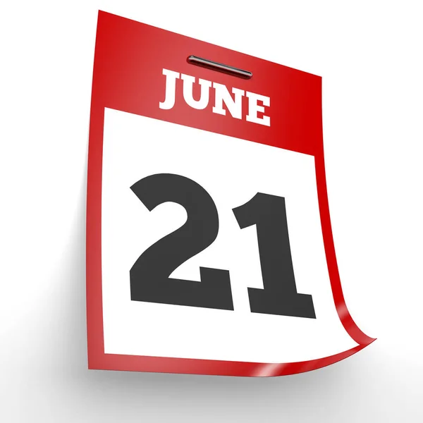 21 de junio. Calendario sobre fondo blanco . —  Fotos de Stock
