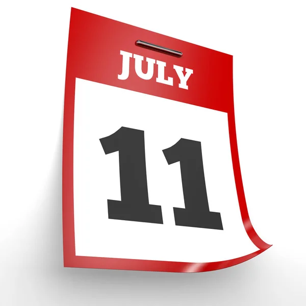 11 lipca. Kalendarz na białym tle. — Zdjęcie stockowe