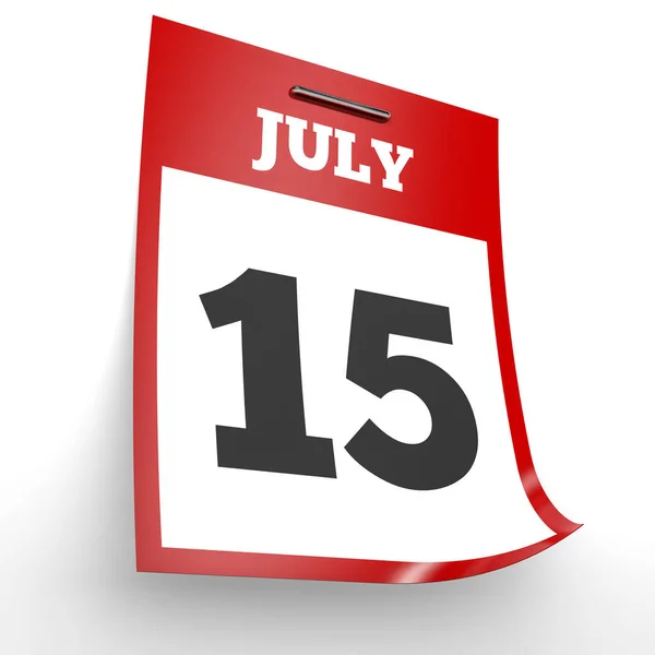 15 de julio. Calendario sobre fondo blanco . —  Fotos de Stock